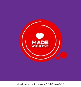 made with love - red banner,sign,tag,label. modern minimalist illustration 