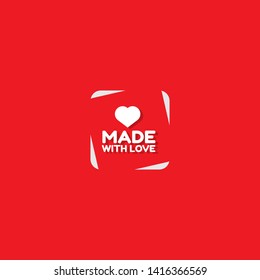 made with love - red banner,sign,tag,label. modern minimalist illustration 