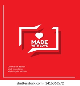 made with love - red banner,sign,tag,label. modern minimalist illustration 