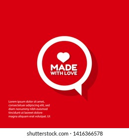 made with love - red banner,sign,tag,label. modern minimalist illustration 