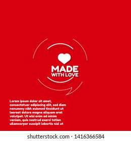 made with love - red banner,sign,tag,label. modern minimalist illustration 