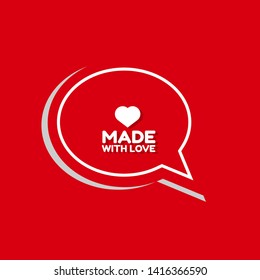 made with love - red banner,sign,tag,label. modern minimalist illustration 