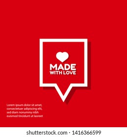 made with love - red banner,sign,tag,label. modern minimalist illustration 