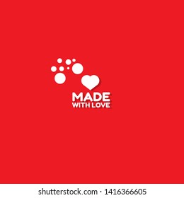 made with love - red banner,sign,tag,label. modern minimalist illustration 