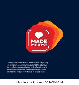 made with love - red banner,sign,tag,label. modern minimalist illustration 