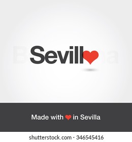 Made with love in Sevilla. City of Spain. Editable logo vector design. 