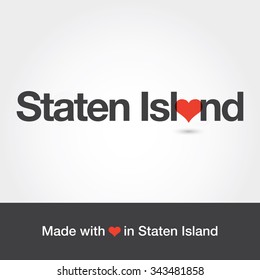 Made with love in Staten Island. Borough of New York city. Editable vector logo design. 