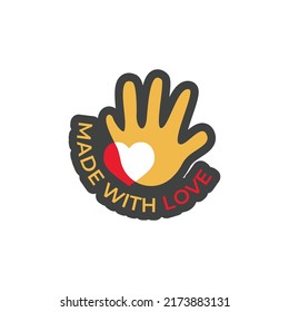Made with love sticker label design vector