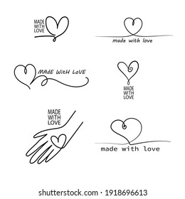 made with love. vector hand made labels and badges. set of hand made logos or icons