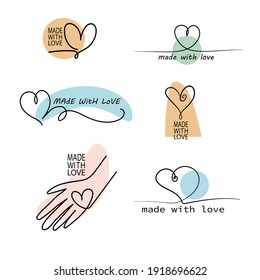 made with love. vector hand made labels and badges. set of hand made logos or icons