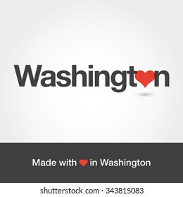 Made with love in Washington. City of United States of America. Editable logo vector design. 