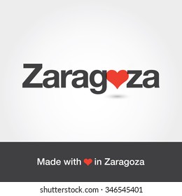 Made with love in Zaragoza. City of Spain. Editable logo vector design. 