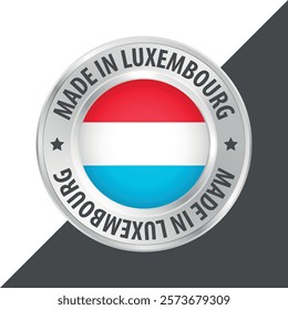 Made in Luxembourg badge logo flag sticker 3d vector illustration isolated on white