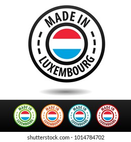 Made in Luxembourg badges with flag. Flat Eps10 Vector.