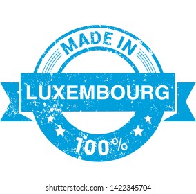 Made in Luxembourg collection of ribbon, label, stickers, badge, icon and page curl with Luxembourg flag symbol. Vector illustration isolated on white background.  Stamp with Made in Luxembourg text.
