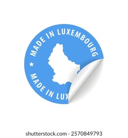 Made in Luxembourg - Country Map Sticker. Best Quality. Original Product. Vector illustration.