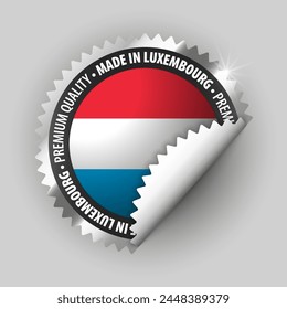 Made in Luxembourg graphic and label. Element of impact for the use you want to make of it.