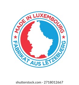 made in luxembourg label design with map
