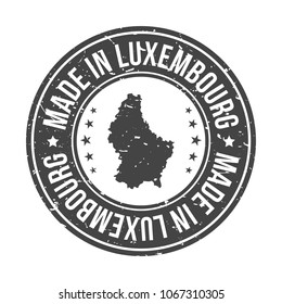 Made in Luxembourg map. Quality Original Stamp. Design Vector Art Seal Badge Illustration.