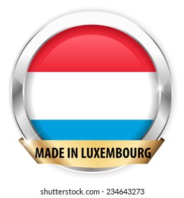 made in luxembourg silver badge isolated button on white background - vector eps10