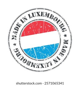 Made in Luxembourg stamp scratched flag badge logo vector illustration