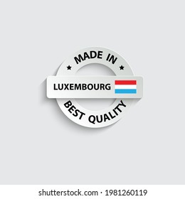 aus Luxemburg, Vektorstempel. Abzeichen mit luxemburgischer Flagge
