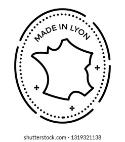 Made in lyon line vector stamp icon 