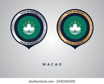 Made in Macao. labels, stickers, pointer, badge and symbol of Macao flag icon. Collection vector illustration