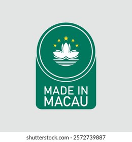 Made in macau with flag. Vector circle symbol. Stamp made in with country flag	