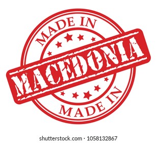 Made in Macedonia red rubber stamp illustration vector on white background