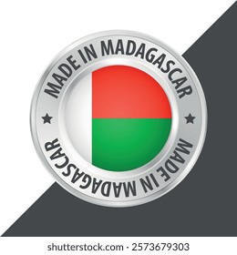 Made in Madagascar badge logo flag sticker 3d vector illustration isolated on white