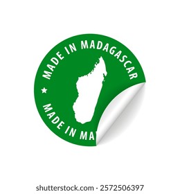 Made in Madagascar - Country Map Sticker. Best Quality. Original Product. Vector illustration.