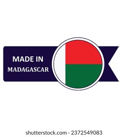 Made In Madagascar. Flag, banner icon, design, sticker
