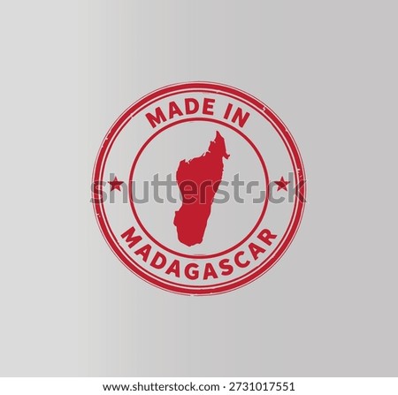 Made in Madagascar Red Grunge Stamp with Map 