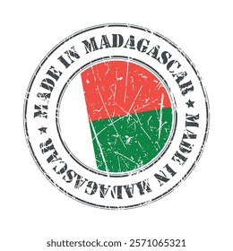 Made in Madagascar stamp scratched flag badge logo vector illustration