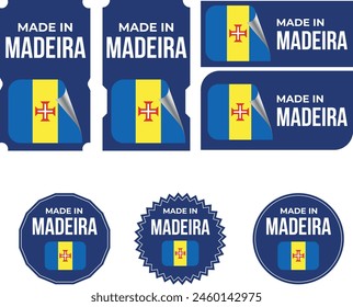 Made in Madeira. Madeira flag, Tag, Seal, Stamp, Flag, Icon vector