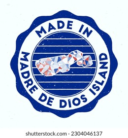 Made In Madre de Dios Island. Round stamp. Seal of Madre de Dios Island with border shape. Vintage badge with circular text and stars. Vector illustration.