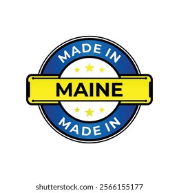 Made in Maine label icon emblem isolated on white background. Vector quality logo emblem design element. Vector illustration