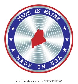 Made in Maine seal or stamp. Round hologram sign for label design and national marketing.