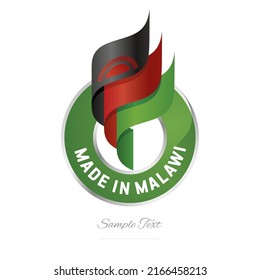 Hecho en Malaui Resumen bandera ondulada llama antorcha color rojo negro verde verde negro símbolo de la banda de la cinta