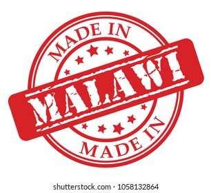 Made in Malawi red rubber stamp illustration vector on white background