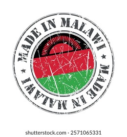 Made in Malawi stamp scratched flag badge logo vector illustration