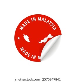 Made in Malaysia - Country Map Sticker. Best Quality. Original Product. Vector illustration.