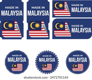 Made in Malaysia. Malaysia flag, Tag, Seal, Stamp, Flag, Icon vector