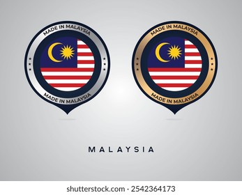 Made in Malaysia. labels, stickers, pointer, badge and symbol of Malaysia flag icon. Collection vector illustration