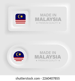Made in Malaysia neumorphic graphic and label. Element of impact for the use you want to make of it.