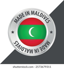 Made in Maldives badge logo flag sticker 3d vector illustration isolated on white