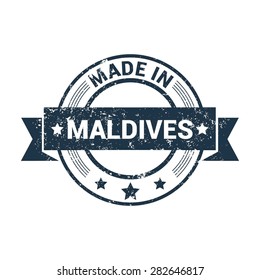 Made in Maldives - Round blue grunge rubber stamp design isolated on white background. vector illustration vintage texture. Vector illustration