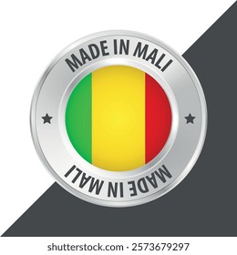 Made in Mali badge logo flag sticker 3d vector illustration isolated on white