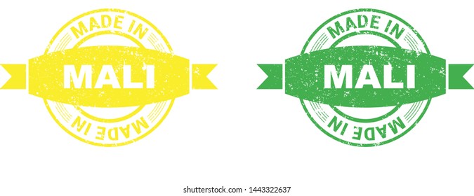 Made in Mali collection of ribbon, label, stickers, badge, icon and page curl with Mali  flag symbol. Vector illustration isolated on white background.  Stamp with Made in Mali  text.